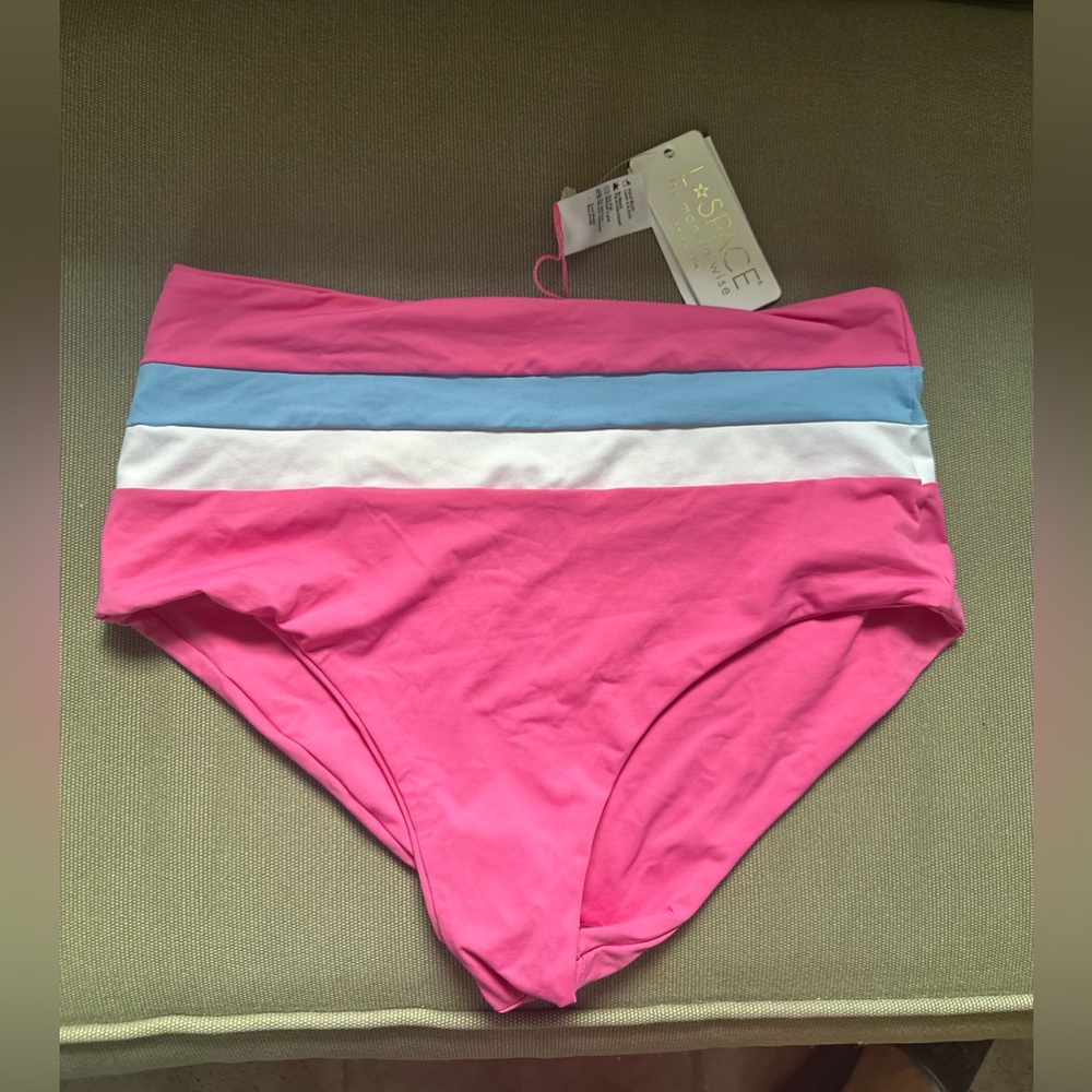 L*Space Portia Stripe High-Waisted Bikini Bottom